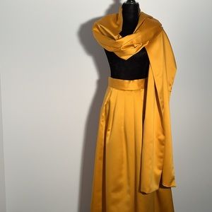 Gold Satin MCM Formal Skirt and Wrap